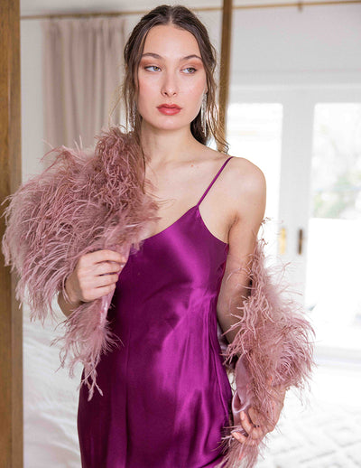 Daphne - Feather Cape in Dusty Rose - Le NUAGE Luxe