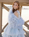 Featherly - Feather Jacket in Baby Blue - Le NUAGE Luxe