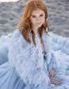 Featherly - Feather Jacket in Baby Blue - Le NUAGE Luxe