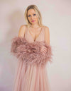 Sienna Feather Sleeves in Dusty Rose - Le NUAGE Luxe