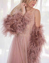 Sienna Feather Sleeves in Dusty Rose - Le NUAGE Luxe