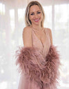 Sienna Feather Sleeves in Dusty Rose - Le NUAGE Luxe