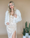 Jess Faux Fur Jacket in Ivory - Le NUAGE Luxe