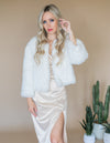 Jess Faux Fur 3/4 Sleeve Jacket in Ivory - Le NUAGE Luxe