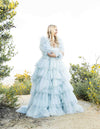 Sienna Feather Sleeves in Baby Blue - Le NUAGE Luxe