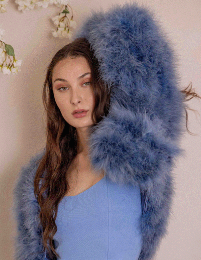 Lola - Crop Jacket in Denim Blue - Le NUAGE Luxe