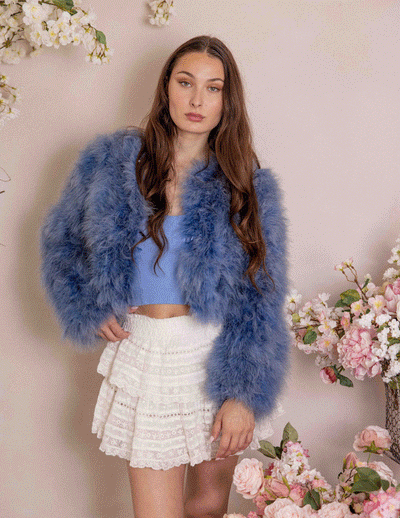 Lola - Crop Jacket in Denim Blue - Le NUAGE Luxe