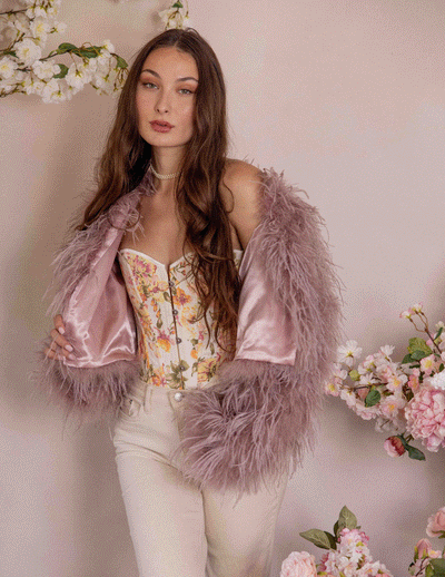 Raspberry - Feather Jacket in Mauve - Le NUAGE Luxe