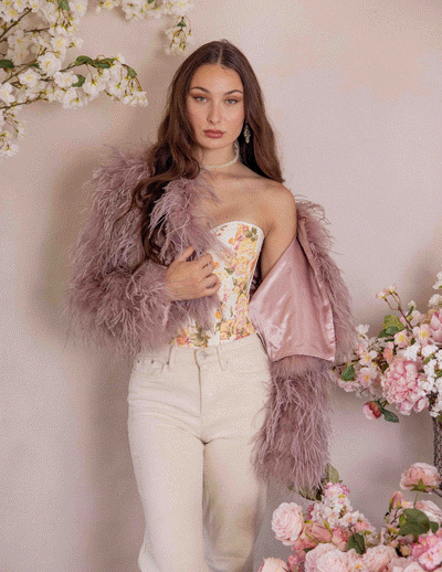 Raspberry - Feather Jacket in Mauve - Le NUAGE Luxe