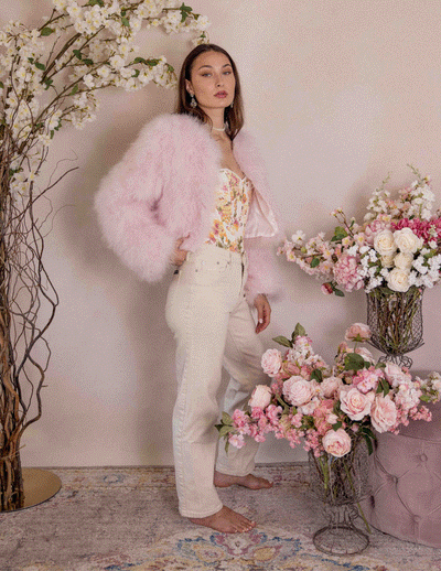 Lola - Crop Jacket in Barely Pink - Le NUAGE Luxe