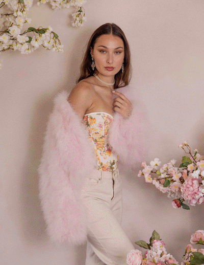 Lola - Crop Jacket in Barely Pink - Le NUAGE Luxe