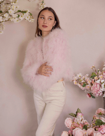 Lola - Crop Jacket in Barely Pink - Le NUAGE Luxe