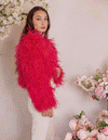 Watermelon - Feather Jacket in Watermelon Pink - Le NUAGE Luxe