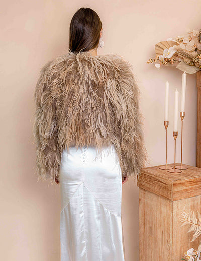 Featherly - Feather Jacket in Toffee - Le NUAGE Luxe