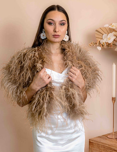 Daphne - Feather Cape in Toffee - Le NUAGE Luxe