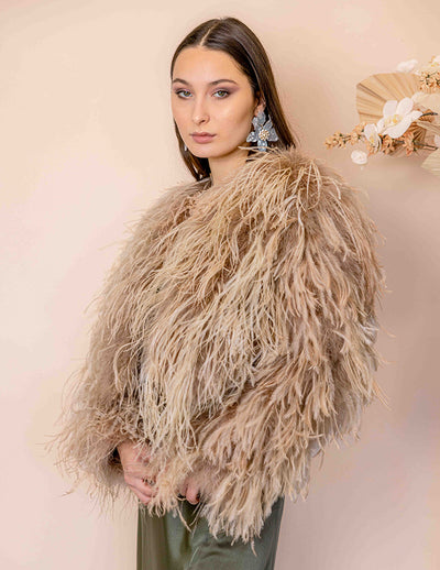 Featherly - Feather Jacket in Toffee - Le NUAGE Luxe