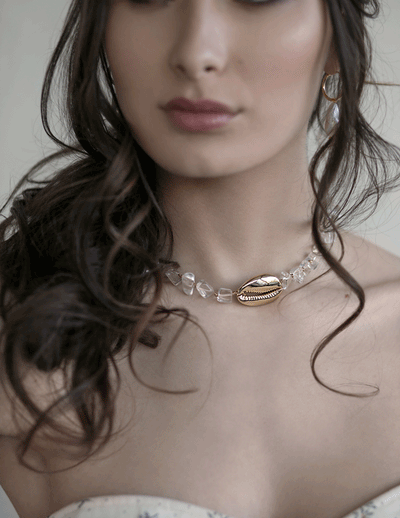 Nuage Ocean - Lanai Gold & Crystal Necklace - Le NUAGE Luxe
