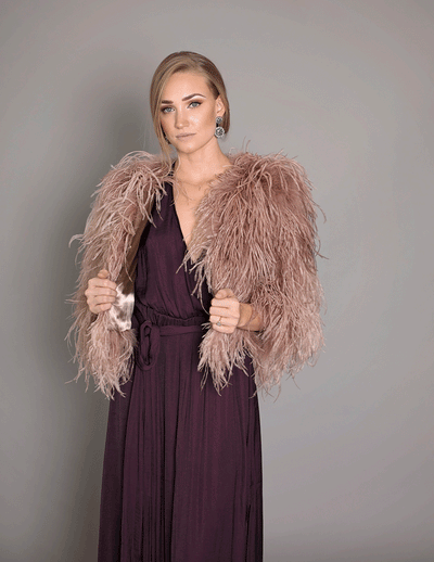 Alice - Feather Jacket in Dusty Rose - Le NUAGE Luxe