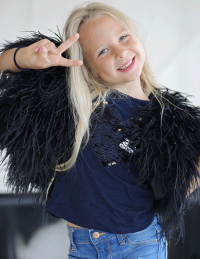 Baby Blaire - Kids Feather Bolero in Jet - Le NUAGE Luxe