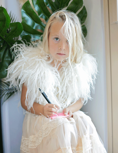 Baby Blaire - Kids Feather Bolero in Cream - Le NUAGE Luxe