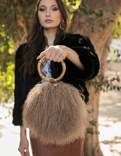 Bali - Mongolian Fur Tote in Natural - Le NUAGE Luxe