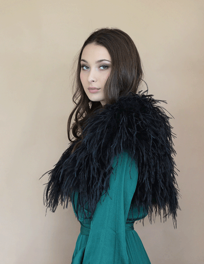 Blaire - Feather Bolero in Jet - Le NUAGE Luxe