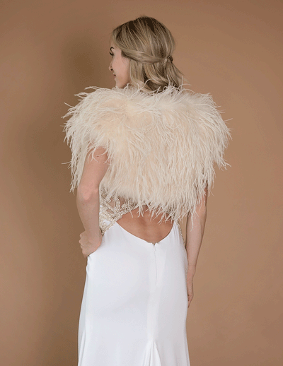 Blaire - Feather Bolero in Cream - Le NUAGE Luxe