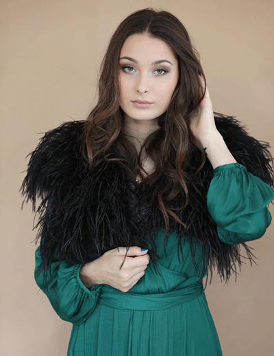 Blaire - Feather Bolero in Jet - Le NUAGE Luxe