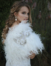 Daphne Feather Cape - Limited Edition Rhinestone Collection in Snow - Le NUAGE Luxe