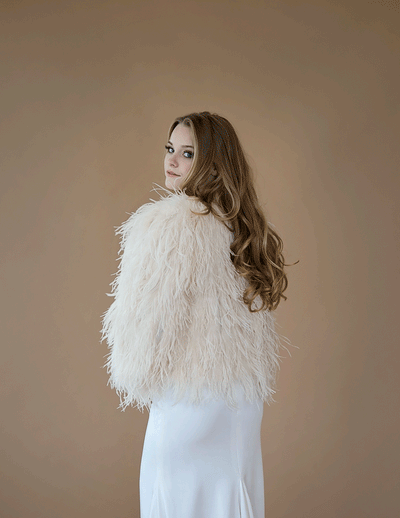 Taytay - Feather Jacket in Cream - Le NUAGE Luxe