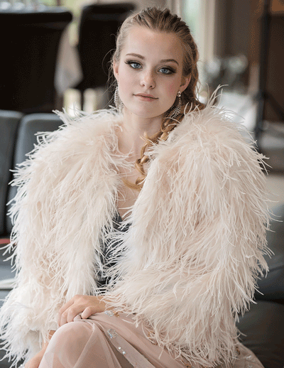 Taytay - Feather Jacket in Cream - Le NUAGE Luxe