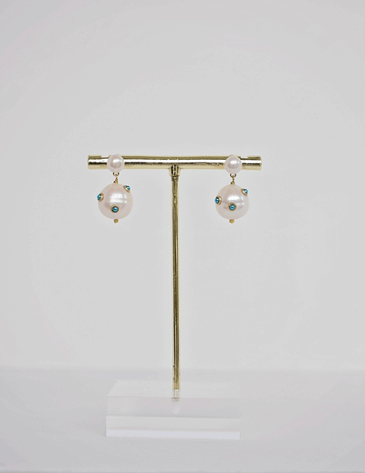 Nuage Ocean - Emerald Pearls Earrings - Le NUAGE Luxe