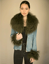 Juniper - Mongolian Fur Collar & Slap On Cuffs in Olive - Le NUAGE Luxe