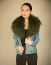 Juniper - Mongolian Fur Collar & Slap On Cuffs in Olive - Le NUAGE Luxe