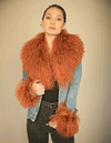 Juniper - Mongolian Fur Collar & Slap On Cuffs in Rust - Le NUAGE Luxe