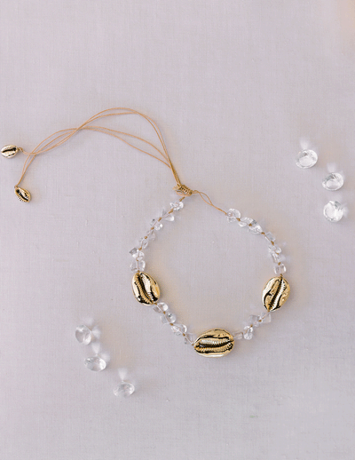 Nuage Ocean - Lanai 3 Gold Shells & Crystal Necklace - Le NUAGE Luxe