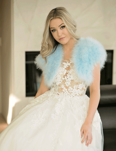 Lilly - Feather Bolero in Ice Blue - Le NUAGE Luxe