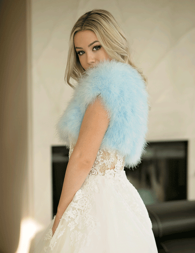 Lilly - Feather Bolero in Ice Blue - Le NUAGE Luxe