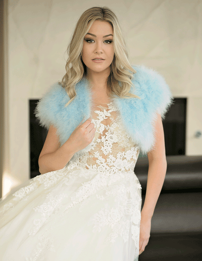 Lilly - Feather Bolero in Ice Blue - Le NUAGE Luxe