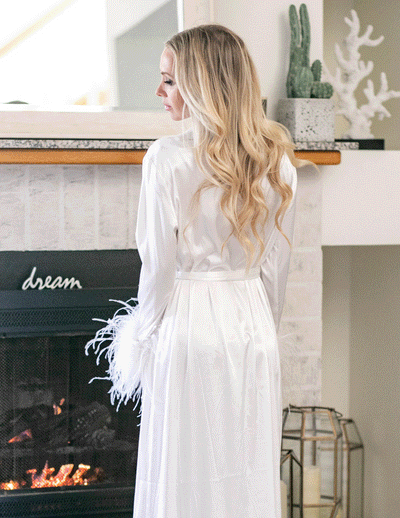 Princess Bride - Floor Length Silk Satin Robe in White - Le NUAGE Luxe