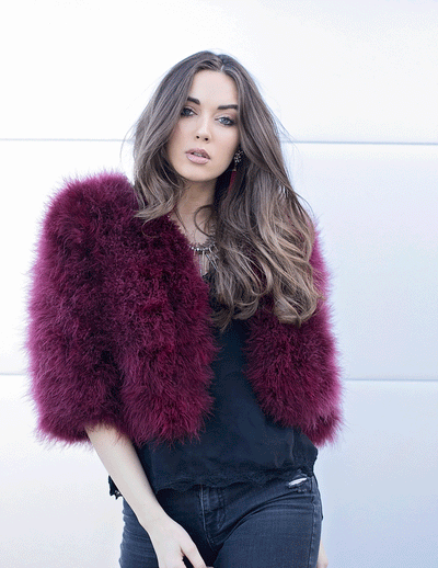 Lourdes - Crop Jacket in Merlot - Le NUAGE Luxe