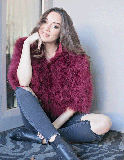 Lourdes - Crop Jacket in Merlot - Le NUAGE Luxe