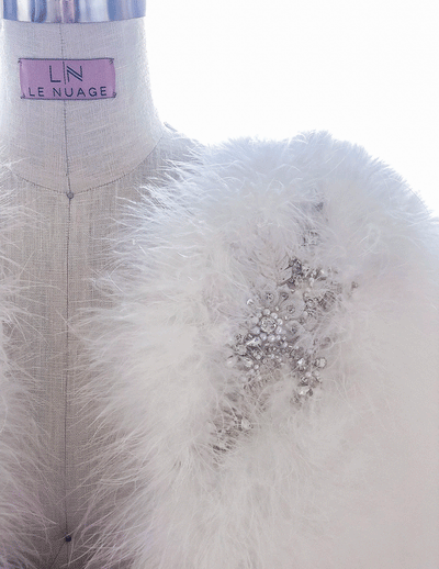 Lourdes Snow - Limited Edition Rhinestone Collection Crop Jacket in Snow - Le NUAGE Luxe