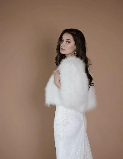 Lourdes - Crop Jacket in Snow - Le NUAGE Luxe