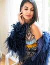 Royal Queen - Feather Jacket in Midnight Blue - Le NUAGE Luxe