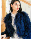 Royal Queen - Feather Jacket in Midnight Blue - Le NUAGE Luxe