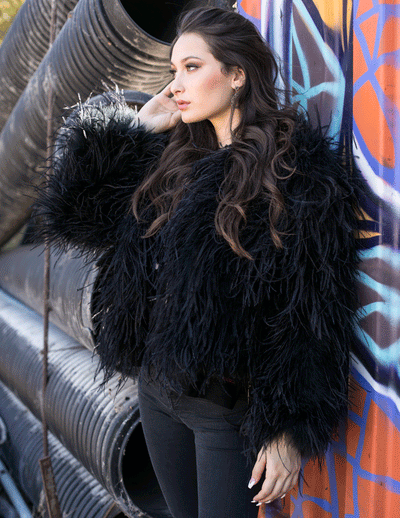 Paris - Feather Jacket in Jet - Le NUAGE Luxe