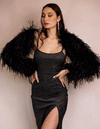 Sienna Feather Sleeves in Black - Le NUAGE Luxe