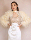 Sienna Feather Sleeves in Cream - Le NUAGE Luxe