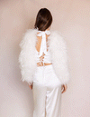 Sienna Feather Sleeves in White - Le NUAGE Luxe